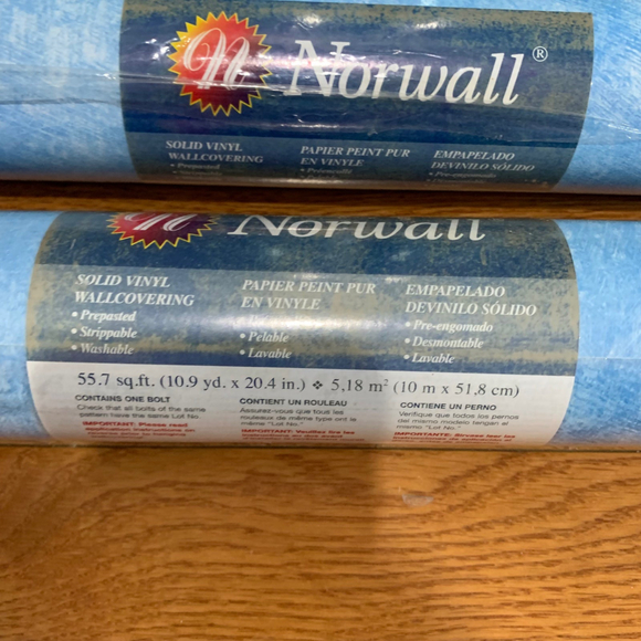 4 NEW NORWALL SOLID VINYL WALLPAPER DOUBLE ROLLS. - Picture 3 of 3